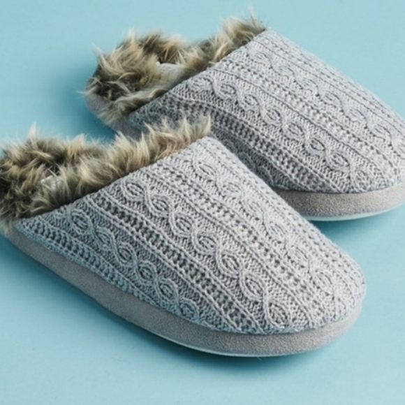 cable knit mule slippers